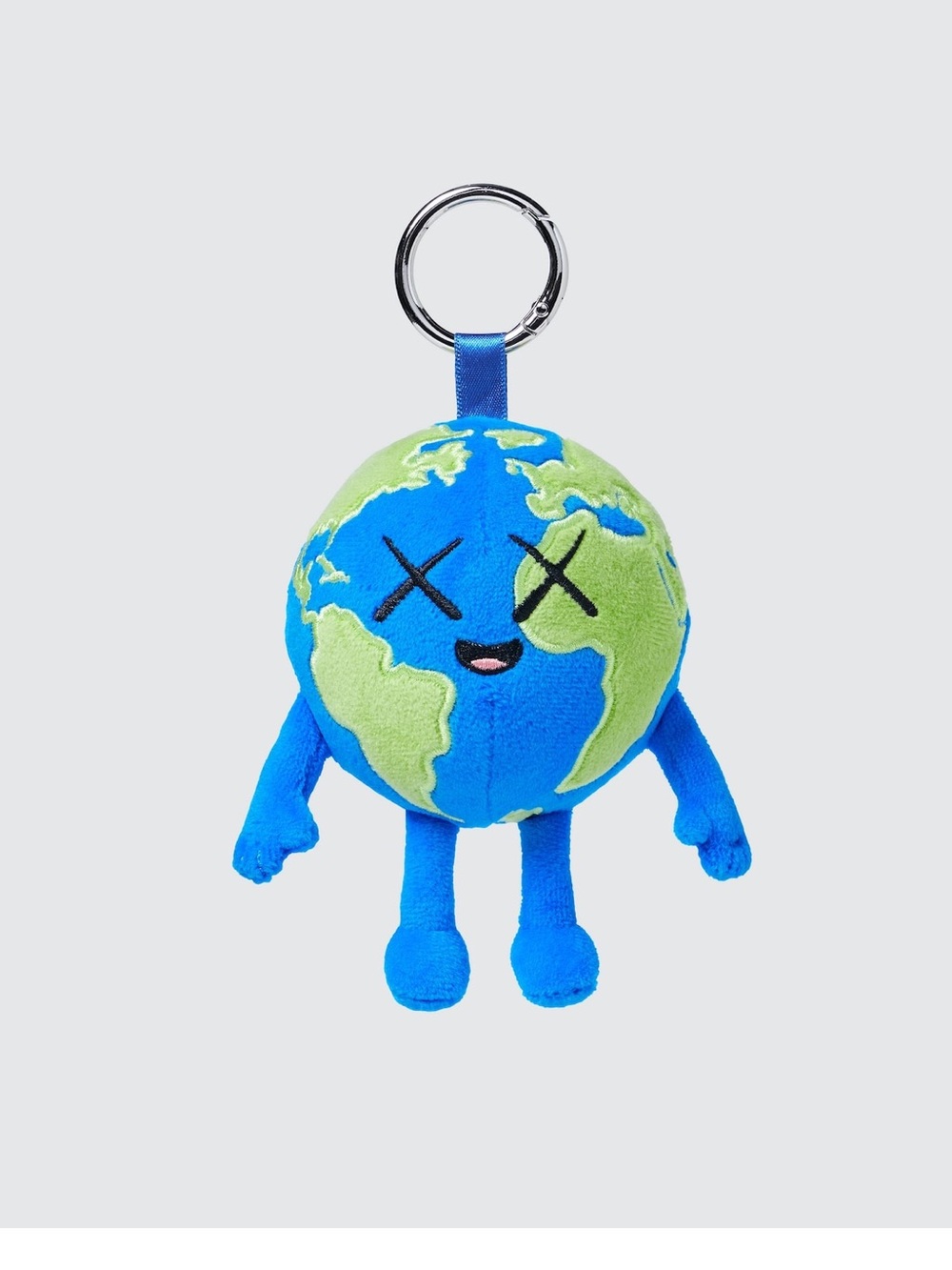 KAWS x UNIQLO Universe Charm EARTH Blue Plush Keychain NWT